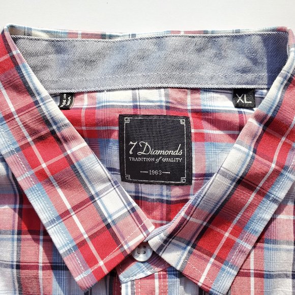 7 Diamonds XL Plaid Long Sleeve Button Down - Picture 2 of 8